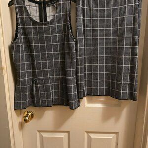 White House Black Market (WHBM) Windowpane Peplum Top & Skirt